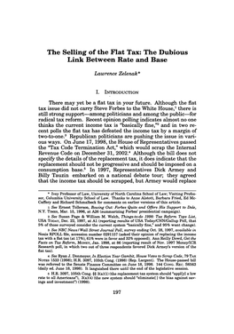 Selling of the Flat Tax: the Dubious Link Between Rate and Base