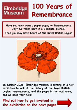 Have You Ever Worn a Paper Poppy on Remembrance Day? Or Taken Part in a 2 Minute Silence? Then You May Have Heard of the Royal British Legion
