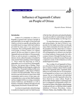 Influence of Jagannath Culture on People of Orissa