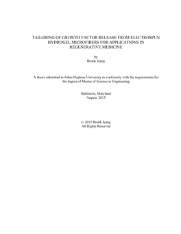 Tailoring of Growth Factor Release from Electrospun Hydrogel Microfibers for Applications in Regenerative Medicine