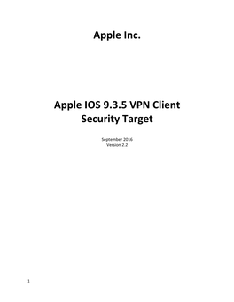Apple Inc. Apple IOS 9.3.5 VPN Client Security Target