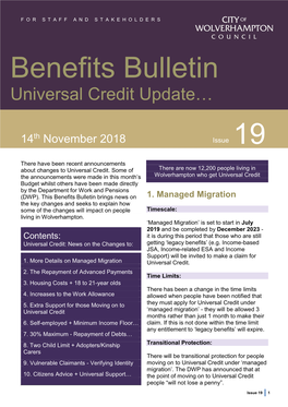 Universal Credit Update November 2018