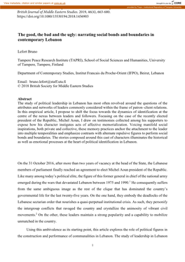 Narrating Social Bonds and Boundaries in Contemporary Lebanon