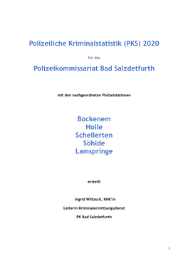 Polizeiliche Kriminalstatistik (PKS) 2020