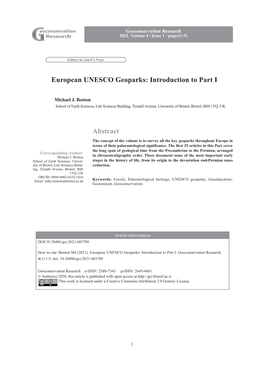 Abstract European UNESCO Geoparks: Introduction to Part I