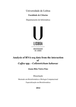 Analysis of RNA-Seq Data from the Interaction of Coffea Spp. - Colletotrichum Kahawae