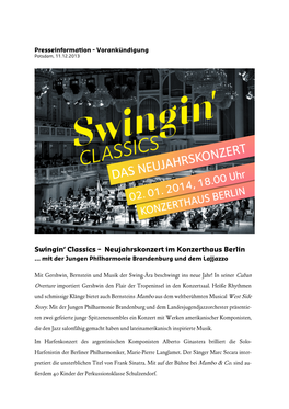 Swingin' Classics – Neujahrskonzert Im Konzerthaus Berlin