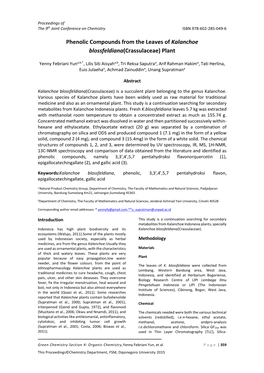 Phenolic Compounds from the Leaves of Kalanchoe Blossfeldiana(Crassulaceae) Plant