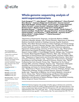 Whole-Genome Sequencing Analysis of Semi-Supercentenarians