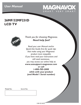 User Manual 26MF/32MF231D LCD TV