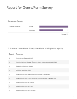 Report for Genre/Form Survey