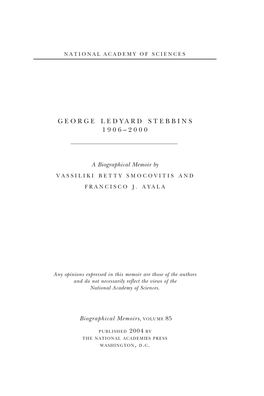 George Ledyard Stebbins 1906– 2000