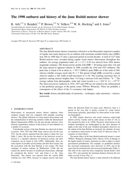 The 1998 Outburst and History of the June Booètid Meteor Shower