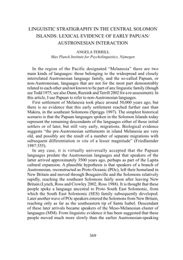 Linguistic Stratigraphy in the Central Solomon Islands: Lexical Evidence of Early Papuan/ Austronesian Interaction