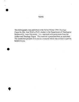 NOTE This Bibliography Was Published in the Fall & Winter 1994