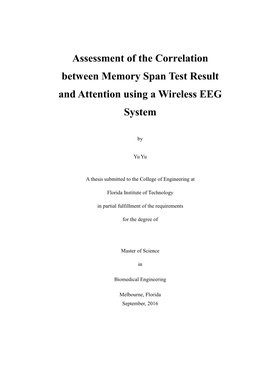 Assessment of the Correlation Between Memory Span Test Result and Attention Using a Wireless EEG System