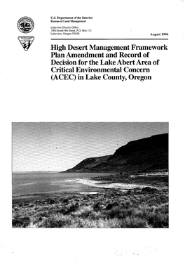 Lake Abert Area of Critical Environmental Concern (ACEC) in Lake County, Oregon