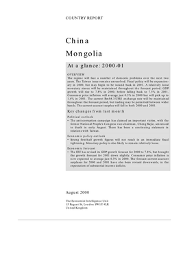 China Mongolia at a Glance: 2000-01