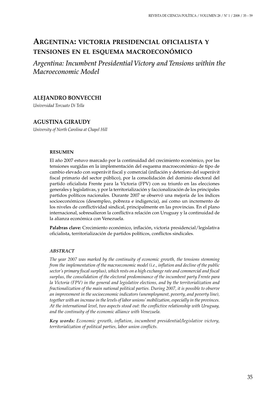 Argentina: Incumbent Presidential Victory and Tensions Within the Macroeconomic Model