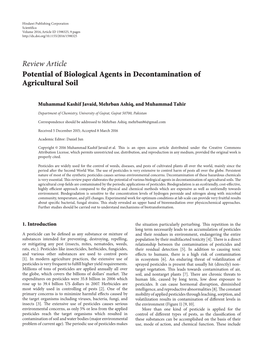 Potential of Biological Agents in Decontamination of Agricultural Soil