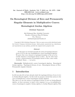 4 Permanently Singular Elements in Complete Multiplicative Convex Bornological Jordan Al- Gebras
