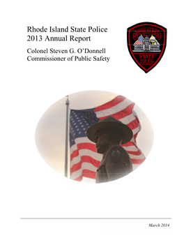 Rhode Island State Police 2013 Annual Report Colonel Steven G