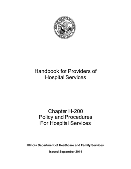 Handbook for Providers of Hospital Services Chapter H-200