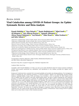 Review Article Viral Coinfection Among COVID-19 Patient Groups: an Update Systematic Review and Meta-Analysis