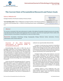 The Current State of Foraminiferal Research and Future Goals