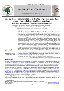 Soil-Landscape Relationship As Indicated by Pedogenesis Data On