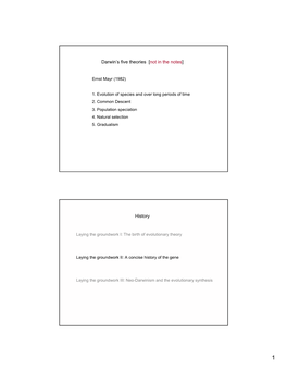 Darwin's Five Theories [Not in the Notes] History