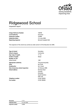 Ridgewood School Inspection Report