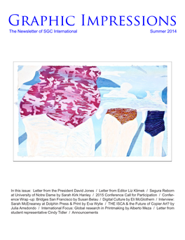 Graphic Impressions the Newsletter of SGC International Summer 2014