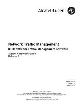 Network Traffic Management 8920 Network Traffic Management Software System Responses Guide Release 5
