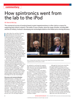 How Spintronics Went from the Lab to the Ipod W