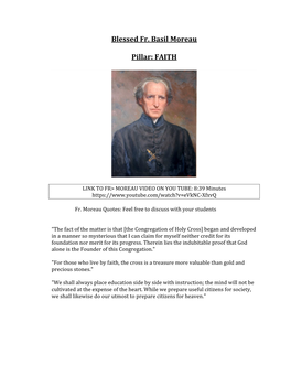 Blessed Fr. Basil Moreau Pillar: FAITH