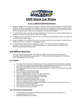 2020 Stock Car Rules