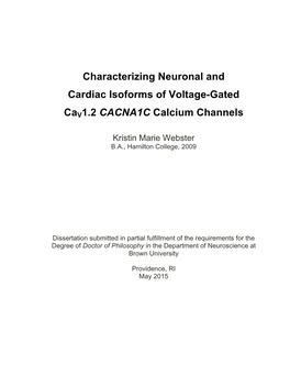 Characterizing Neuronal and Cardiac Isoforms of Voltage-Gated Cav1.2