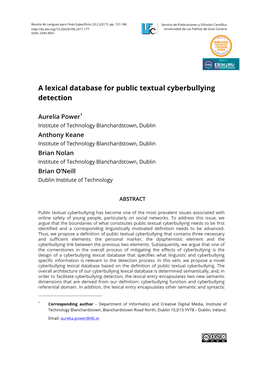 A Lexical Database for Public Textual Cyberbullying Detection