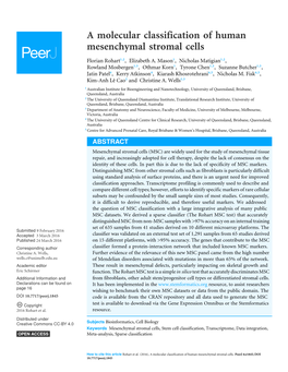 A Molecular Classification of Human Mesenchymal Stromal Cells