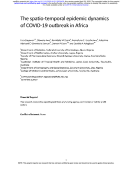 The Spatio-Temporal Epidemic Dynamics of COVID-19 Outbreak in Africa