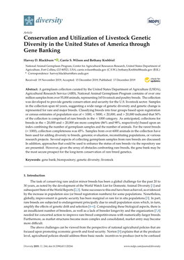 Conservation and Utilization of Livestock Genetic Diversity in the United States of America Through Gene Banking