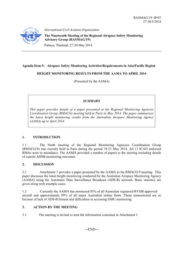 Enda Item 5: Airspace Safety Monitoring Activities/Requirements in Asia/Pacific Region