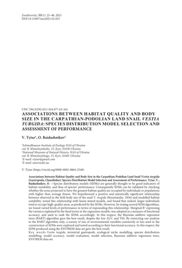 Associations Between Habitat Quality and Body