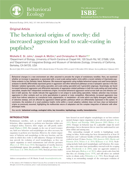 Did Increased Aggression Lead to Scale-Eating in Pupfishes?