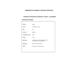 Unidades Territoriales De Admisión. Centros - Localidades