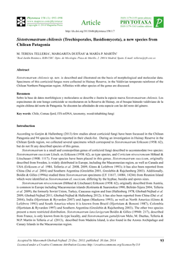 Sistotremastrum Chilensis (Trechisporales, Basidiomycota), a New Species from Chilean Patagonia