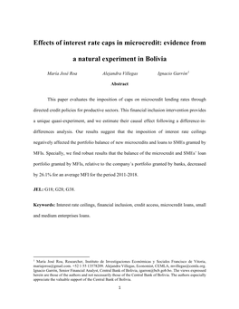 Effects of Interest Rate Caps in Microcredit: Evidence From