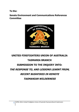 The Response To, and Lessons Learnt From, Recent Bushfires in Remote Tasmanian Wilderness