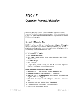 EOS 4.7 Operation Manual Addendum